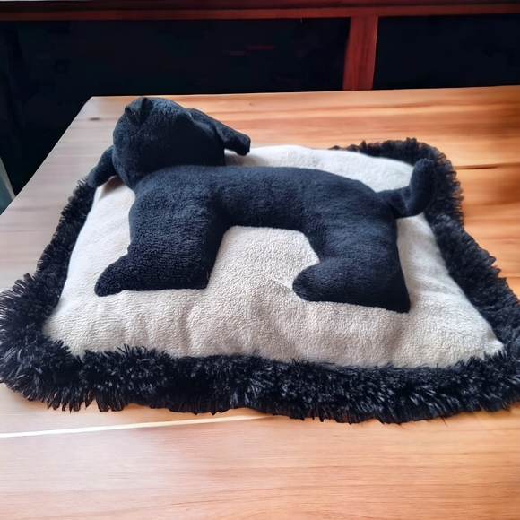 JAAG Soft Pillow Plush Dog 3D Black Lab Puppy With Fluffy Trim - Picture 4 of 8